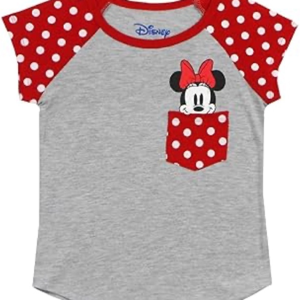 New / Disney Gray T-Shirt with Red Accents Girls - Picture 2 of 6